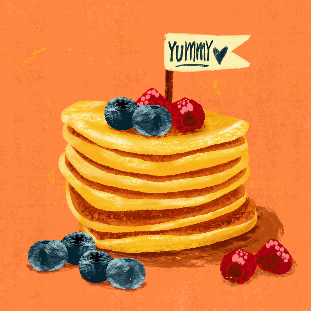 sarah chand food illustration pancakes pfannkuchen (digitale illustration)